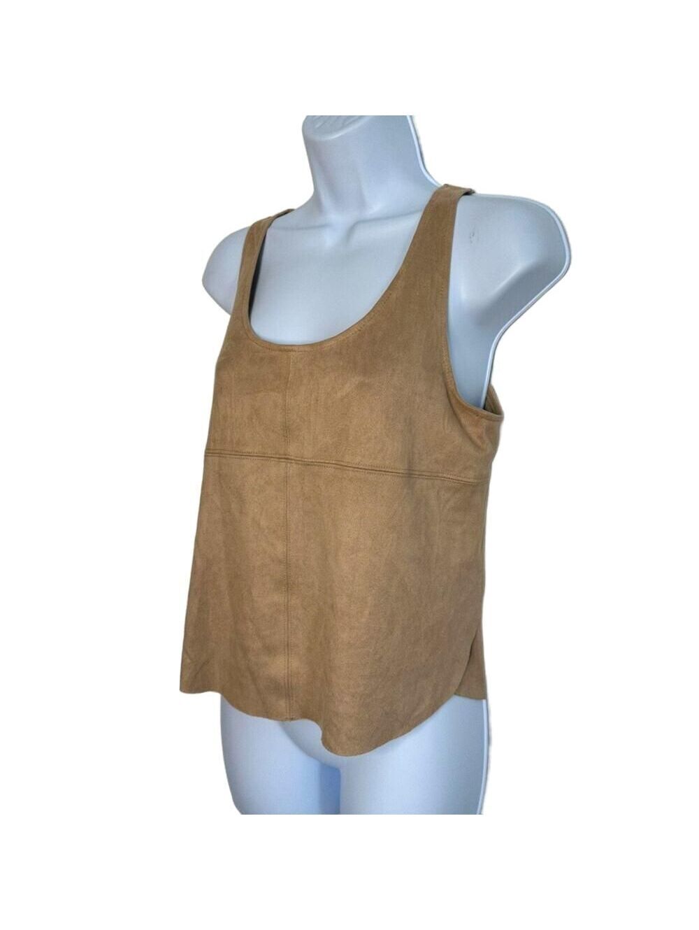 David Lerner Women's Tan Faux Suede Sleeveless Tank Top Size S Bohemian